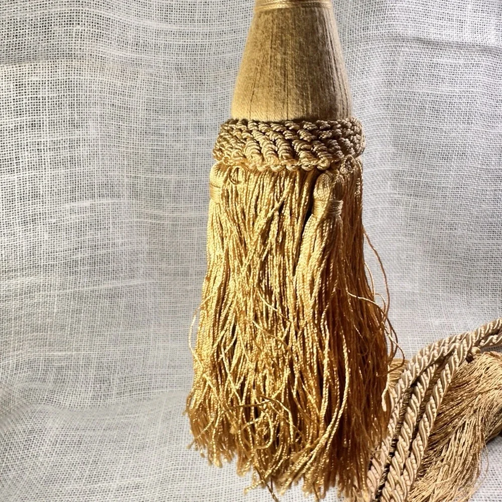 Gold Curtain Tassel Tiebacks Pair Braided Rope Drapery‎ Holdbacks 23